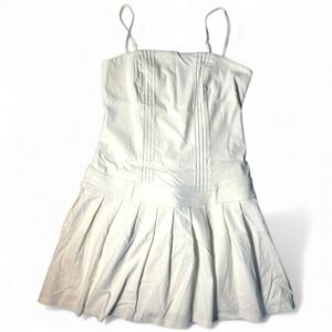 Wild Fable White Spaghetti Strap Mini Dress Pleated Skirt Fit & Flare Size M